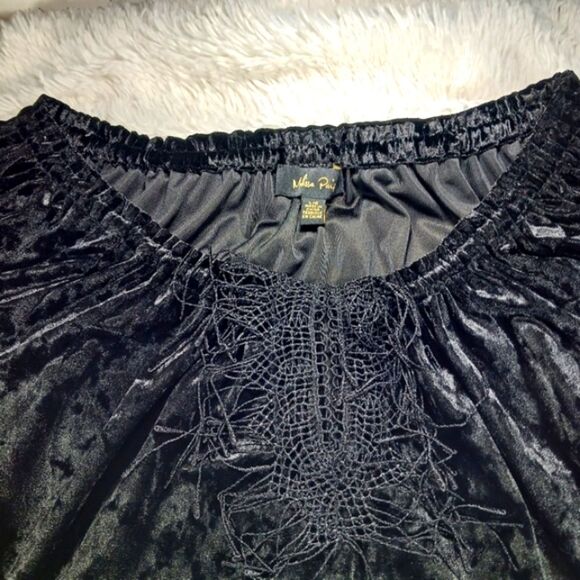 Melissa Page Black Velveteen Witchy/Goth Tunic/Top NWOT Lace/Tassel Accents. L.. - Picture 6 of 15